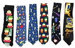 12 Ties in Various Colorful Designs and Printed Patterns. Including comic characters, humorous Image - 1