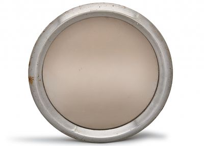 Large Industrial Maritime Porthole Signed Glassfer, with Metal Frame and Thick Glass. Decorative 
