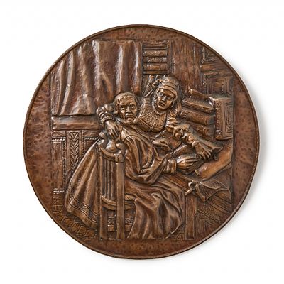 Signed Copper Wall Relief. Can be hung on the wall. 
Diameter: 60 cm