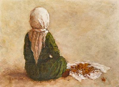 William Weintraub (1926–2017), The Saffron Seller, Oil on Canvas, Signed. William Weintraub 