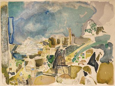 Yosef Zaritsky, Jerusalem Landscape, lithograph, signed in pencil and numbered 62/250. 44X57 cm 