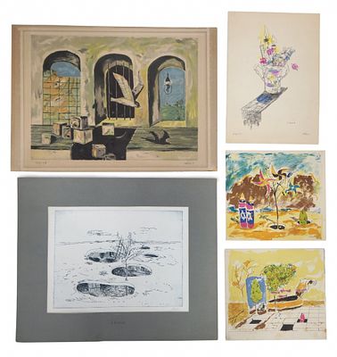 David Meshulam, five different lithographs, some signed in pencil. Glass with Candles — signed 