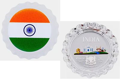2021 World Landmarks India Bottle Cap 6g Silver Proof Coin . Composition - Silver, Weight 6g 