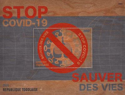 Togo 2020 Stop Covid 19 Unusual Made of Wood Souvenir Sheet