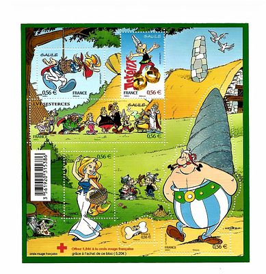 France 2009 Unusual Beautiful 6v Stamps MS - 50th Anniversary of Asterix with Stone Dust 