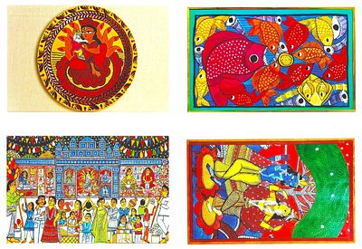 Traditional Painting Patachitra Set of 4 Post card