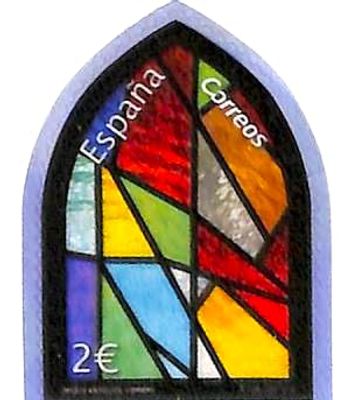 Spain 2018 Rare Unusual Stamp of Stained Glass Windows Printed on Transparent Acetate to 