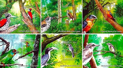 Endemic Birds of Sri Lanka Set of 6 Miniature Sheet