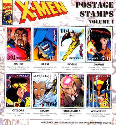 Mongolia 2000 X Men Marvel Comics Rare and Beautiful Souvenir Sheet of 8 Stamps for The Collectors