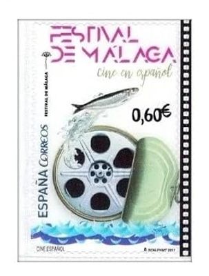 Spain 2017 Unusual Stamp of The Malaga Film Festival a Special Transparent Stamp Like That of 