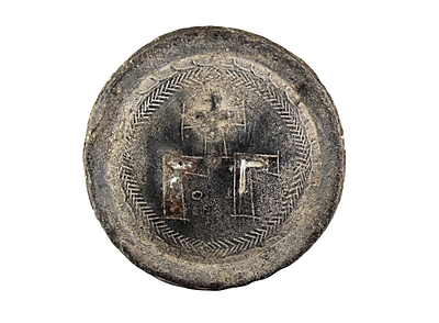 Byzantine 5-8 century AD. Bronze Three ounce weight. Weight 81.15 grams, Size 38 mm. Descriptio