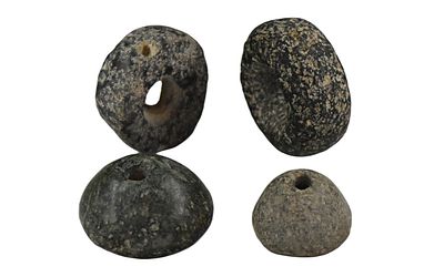 Lot of 4 Stone Loom / Spindle weights, including 2 Early types from 3-2 Millennium BC. and 2
