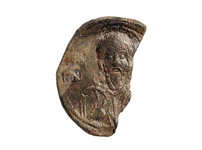 Lead Byzantine Bullae 9-12 Century AD. Size 24 mm. long.