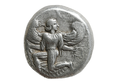 קאריה, קאנוס, 450–430 לפנה"ס. סטאטר כסף (AR) עם כְּרוּב. משקל 11.83 גרם, קוטר 22 מ"מ. תיאור 