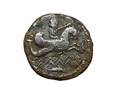 פיניקיה, שקל מצופה כסף (די דרכמה) מטבעת צור, האימפריה הפרסית אחמנית, אוזמילק (אזמילקוס). 