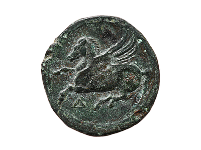 סיציליה, סירקוזה. תקופת טימולאון והדמוקרטיה השלישית. 344–317 לפנה"ס. מטבע ליטרה מברונזה. הוטבעה 