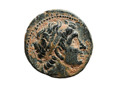 מממלכה סלאוקית בתקופה ההלניסטית אנטיוכוס הראשון 281-261 לפני הספירה. מטבע ברונזה. משקל 3.11 גרם 