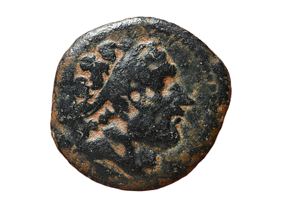 האימפריה הסלווקית. אנטיוכוס השלישי "הגדול". 222–187 לפנה״ס. מטבע ברונזה, מטבעת צור! משקל 3.82 