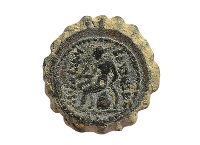 ממלכה סלאוקית בתקופה ההלניסטית אנטיוכוס הרביעי 175-164 לפני הספירה. מטבע ברונזה (מטבעת עכו ?). 