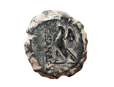 ממלכה סלאוקית בתקופה ההלניסטית, אלכסנדר זבינס 128-122 לפני הספירה. מטבע ברונזה. משקל 4.35 גרם 