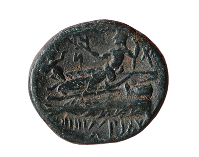 פיניקיה, ארדוס, שנים: 176 לפנה״ס - 116 לספירה. מטבע ברונזה. משקל 7.21 גרם, קוטר 20 מ"מ. תיאור 