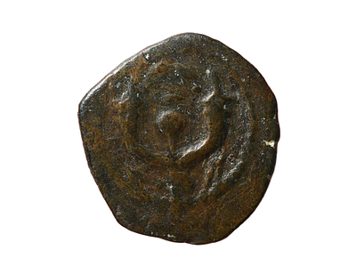 יהודה, יוחנן הורקנוס השני 67, 63-40 לפני הספירה. מטבע פרוטה מברונזה, מטבעת ירושלים. משקל 2.67 