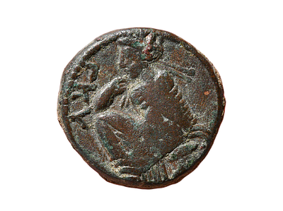 מלכי פרתיה. מטבע טטרהצ'לקון ברונזה, מלך בולוגטס השלישי, 111-146 לספירה משקל 7.04 גרם, קוטר 17 מ"מ. 