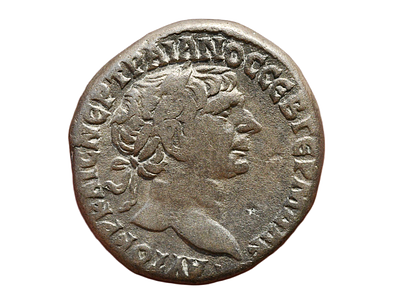 קיסר טראיאנוס (טראיאן) 98-117 לספירה. מטבע טטרדרכמה כסף סלאוקיה פייריה מטבעת אנטיוכיה. משקל 