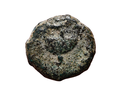 יהודה, מטבעת קיסריה מריטימה (ארץ ישראל) מאות 1-2 לספירה, מטבע עיר "מינימה" מברונזה. משקל 1.03 