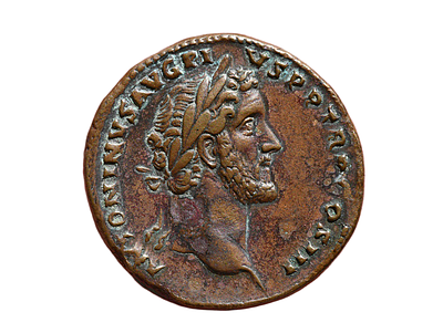 קיסר אנטונינוס פיוס 138-161 לספירה. מטבע ססטרטיוס (דיוקן יוצא מן הכלל) ברונזה, מטבעת רומא. משקל 