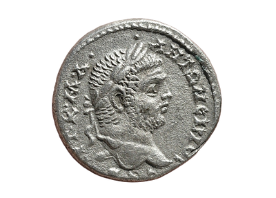 סֶלֵויקיס ופייריה, לאודיקיאה שעל הים. קראקלה, 198–217 לספירה. טטרדרכמון כסף, נטבע ב 208–209 