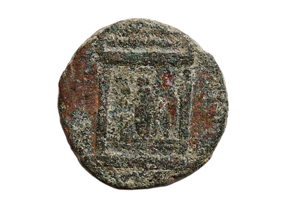 מטבע עיר נדיר, יהודה / פיניקיה עיר עכו (ארץ ישראל). קיסר אלאגבאלוס 218-222 לספירה. מטבע עיר 