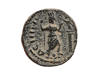 מטבע עיר דקאפוליס נדיר, דיום, קיסר אלאגבאלוס 218-222 לספירה. מטבע ברונזה. משקל 4.80 גרם, קוטר 