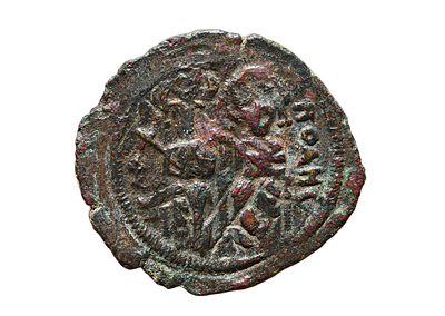 יהודה, מטבעת בית שאן (ניסה סקיטופוליס), מטבע ברונזה "פאלס" איסלאמי, ערב-ביזנטית, שושלת אומית 