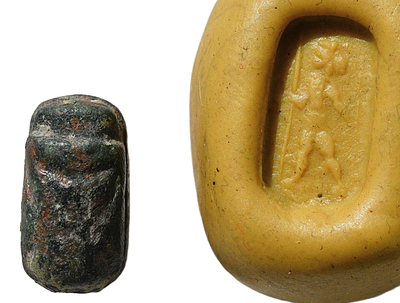 חותם ברונזה חירפושית, (תקופה בבלית ?) תקופת הברזל מאוחרת - תקופה פרסית אחמנית בסביבות מאה 6 