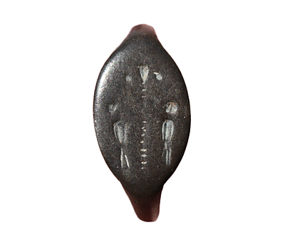 טבעת יוונית הלניסטית מכסף עם ציפורים, מאות 4-2 לפני הספירה. קוטר פנימי בסביבות 16 מ"מ. תיאור 