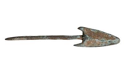 ראש חץ ברונזה יווני / הלניסטי מאות 4-1 לפני הספירה. גודל 91 מ"מ. תיאור טיפוס הפריט :