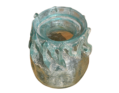MASSIVE Translucent Glass Jug with Massive Zigzag decoration connecting line, 4-5 Century AD. 
