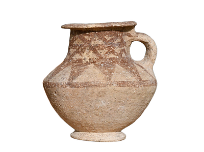 CANAANITE Late Bronze Age circa 15 - 12 Century BC. Terracotta PAINTED Krater. Size 140 mm. Des 