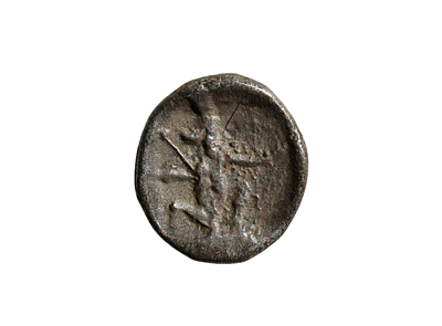 פיניקיה, אחד חלקי 24 שקל / חצי אובול כסף מטבעת צידון, האימפריה הפרסית אחמנית מאה 4 לפני הספירה. 