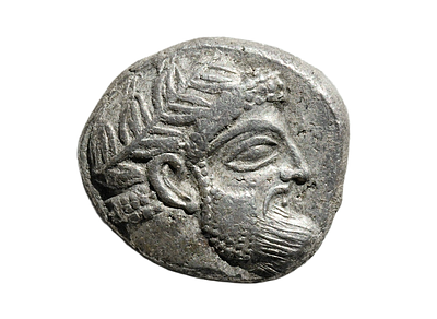 PHOENICIA, Arados 420-400 BC. Silver Shekel / AR Stater. Weight 10.19 grams, Length 21 mm. Desc 
