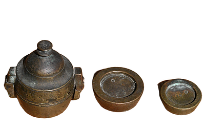 Set of 3 Russian Imperial Coper Scale weights, dated 1895, stamped. Weight 202.96, 102.19 