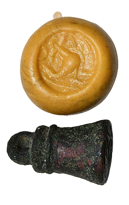 Iron Age, Bronze Seal depicting Mythological creature 8-7 Century BC. Size 20 mm. Descriptions 