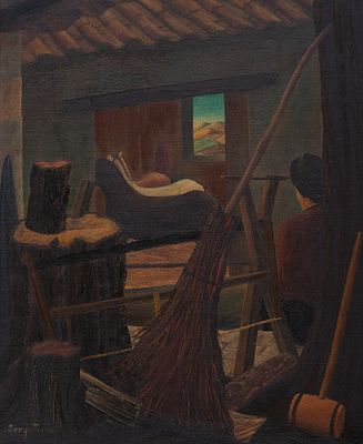 SERGE FIORIO Senza titolo - SERGE FIORIO 1911-2011 Senza titolo Olio su tela cm. 47x39 Firma al 