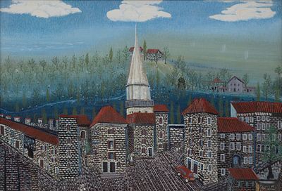 MATO SKURJENI Grad umjetnika, 1970 - MATO SKURJENI 1898-1990 Grad umjetnika, 1970 Olio su tela cm. 