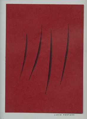 LUCIO FONTANA Senza titolo, 1967 - LUCIO FONTANA 1899-1968 Pieghevole invito mostra, 1967 