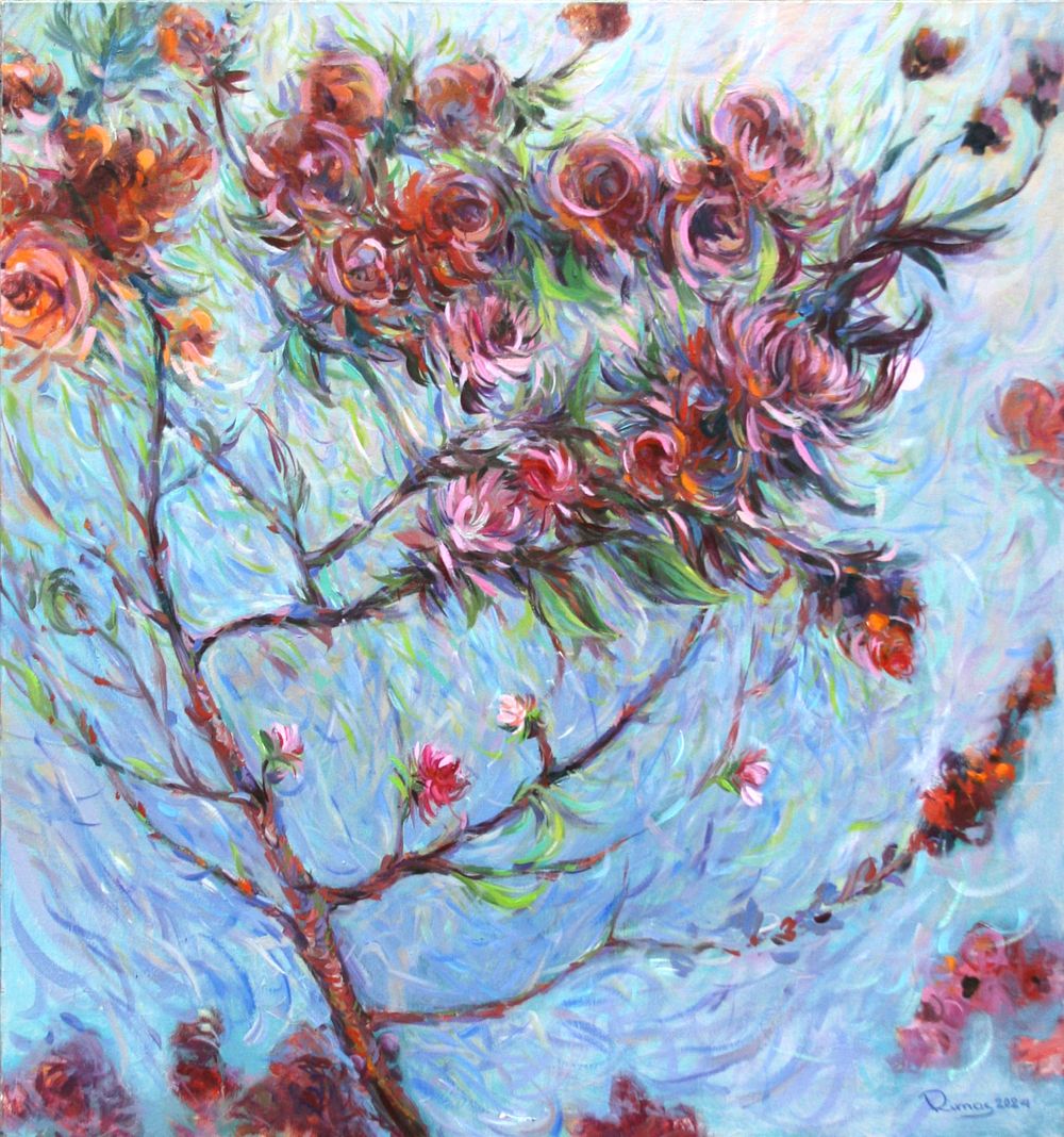 Rima Azatyan (Armenian, b. 1982), "Blooming Tree", oil on canvas, signed l. r., 65 x 70 cm. 