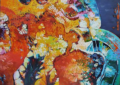 Minas Zakaryan(Armenian, b. 1955), "Trees", oil on canvas, signed l. l., 70 x 98 cm.Prices are 