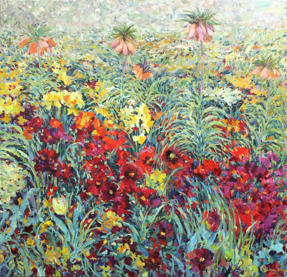 Rima Azatyan (Armenian, b. 1982), "Garden", oil on canvas, signed l. r., 92 x 89 cm.
Prices are 