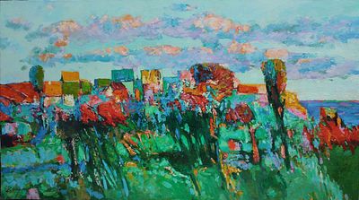 Minas Zakaryan(Armenian, b. 1955), "Green Landscape", oil on canvas, signed l. l., 67 x 120 